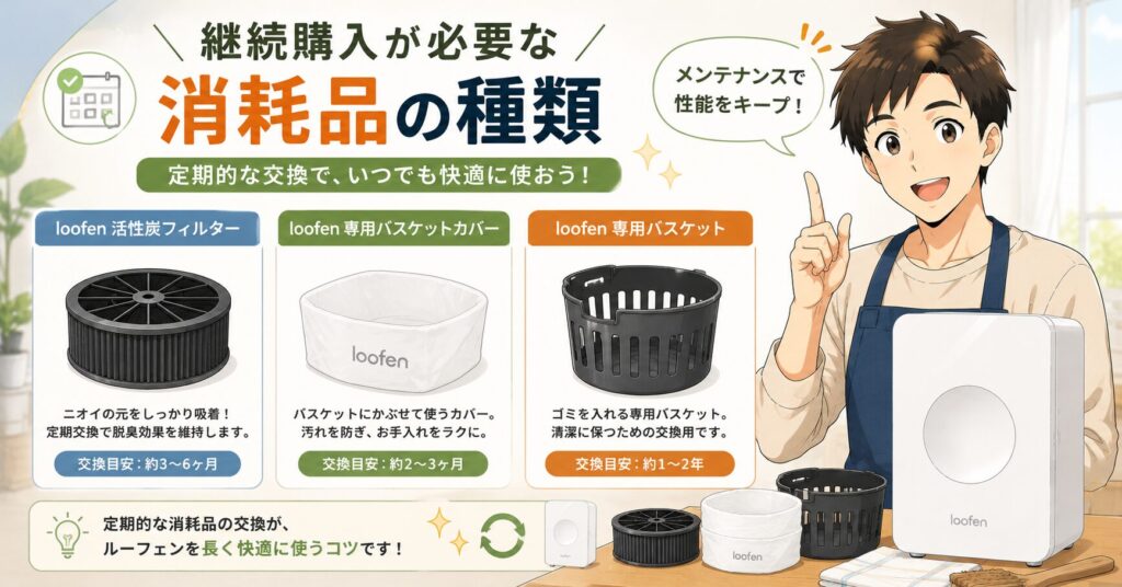 継続購入が必要な消耗品と追加購入できる専用品
