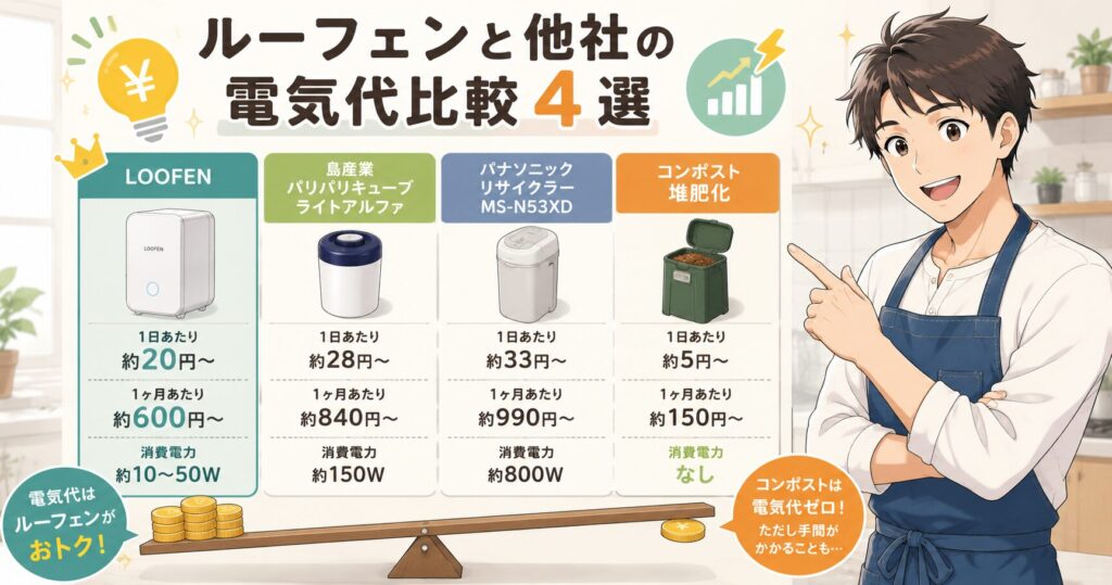 ルーフェンと他社の電気代比較4選