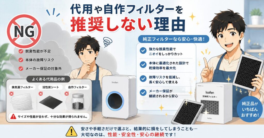 代用や自作フィルターを推奨しない理由
