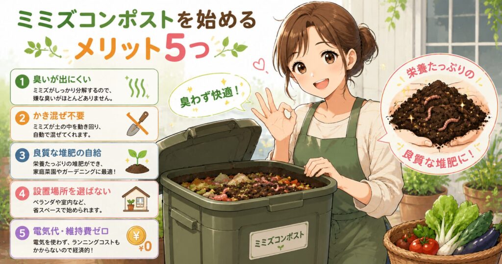 ミミズコンポストを始めるメリット5つ
