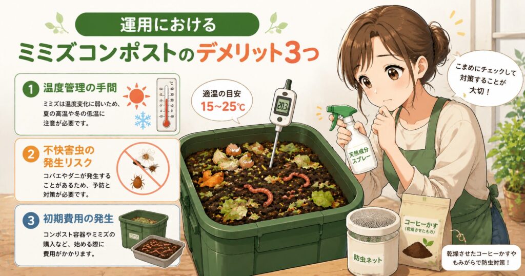 運用におけるミミズコンポストのデメリット3つ