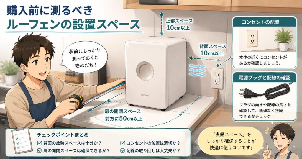 購入前に測るべきルーフェンの設置スペース