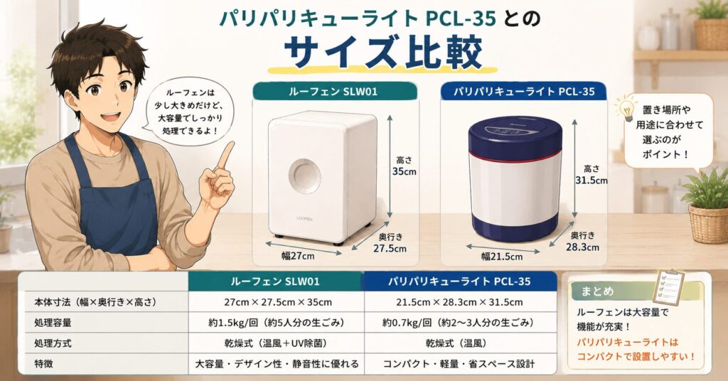 パリパリキューライトPCL-35とのサイズ比較
