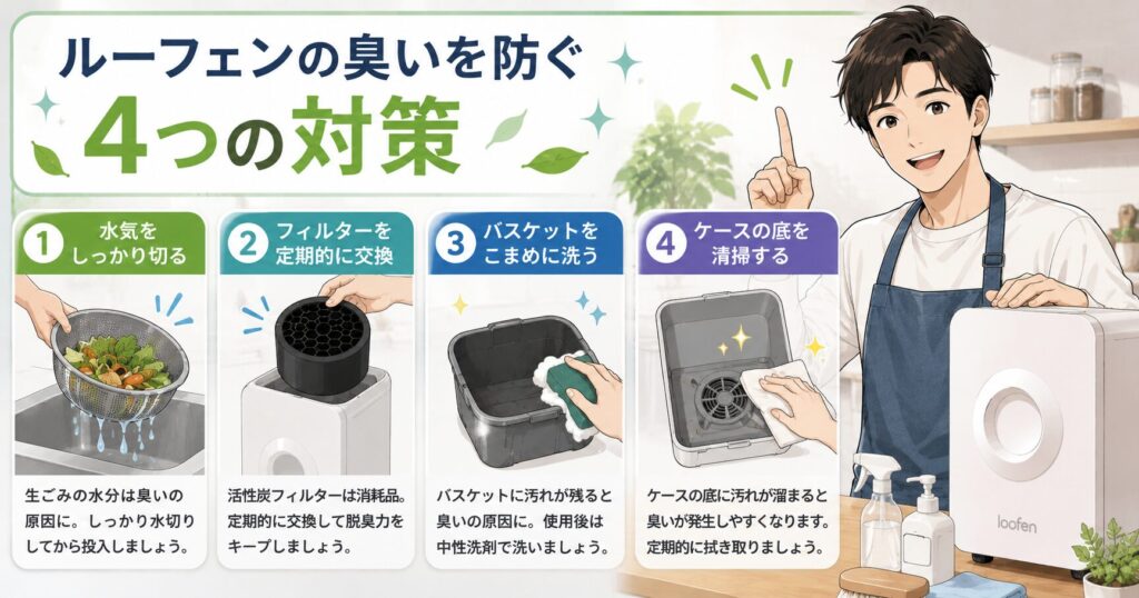 ルーフェンの臭いを防ぐ4つの対策