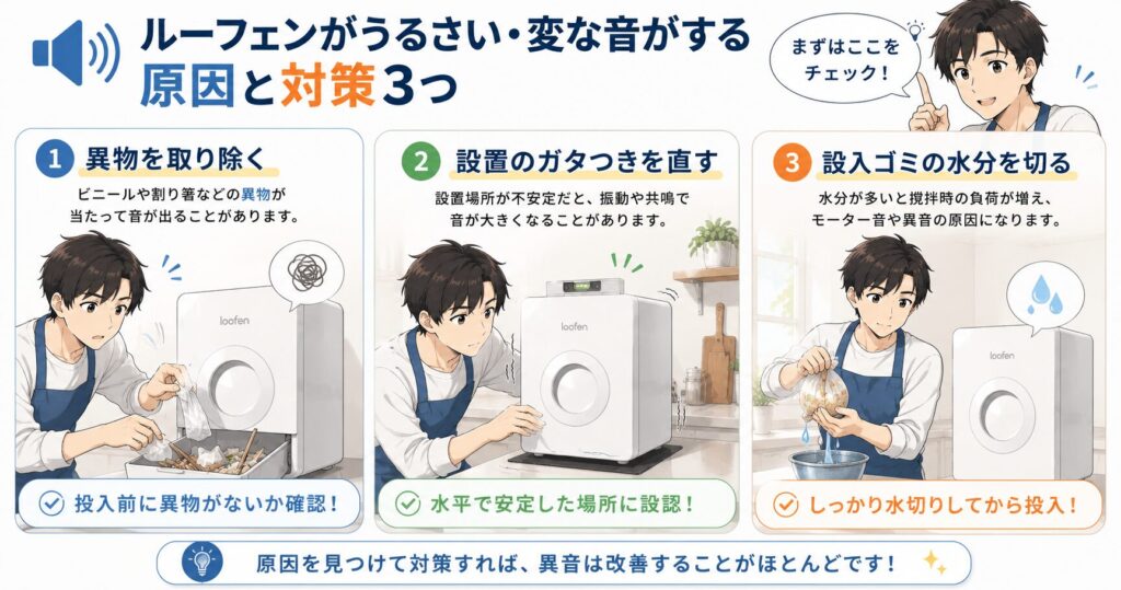 ルーフェンがうるさい・変な音がする原因と対策3つ