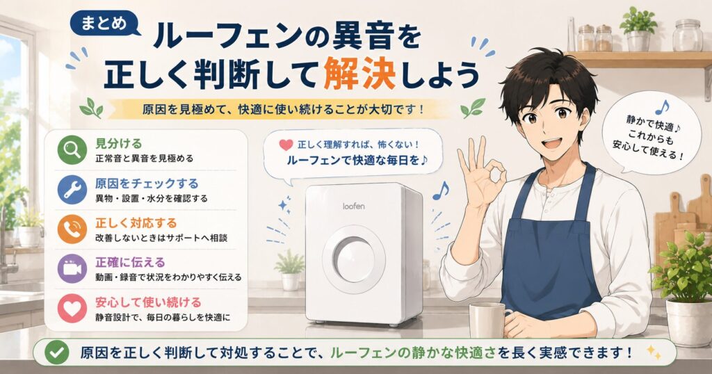 まとめ：ルーフェンの異音を正しく判断して解決しよう