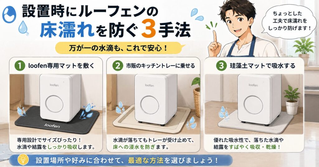 設置時にルーフェンの床濡れを防ぐ3手法