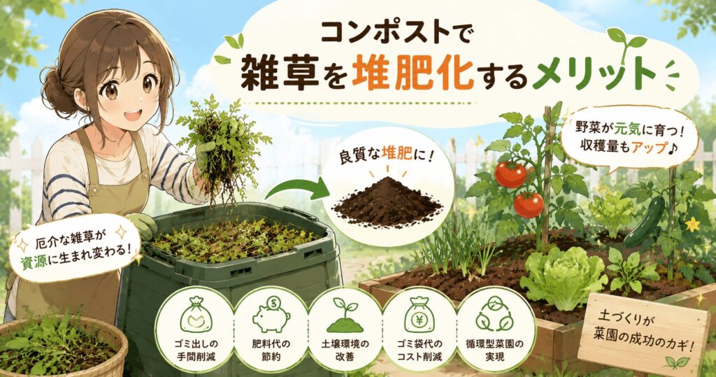 コンポストで雑草を堆肥化するメリット