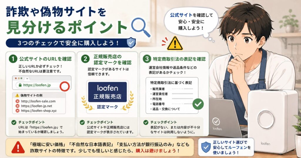 詐欺や偽物サイトを見分けるポイント