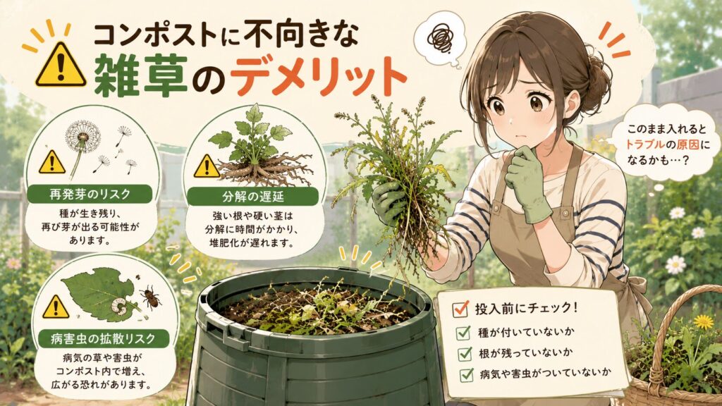 コンポストに不向きな雑草のデメリット