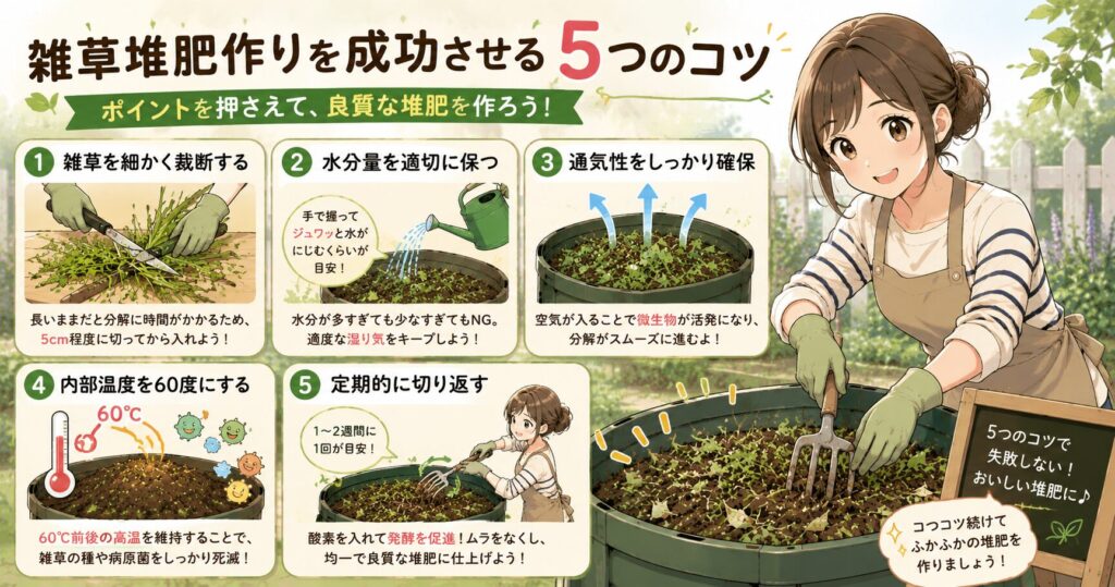 雑草堆肥作りを成功させる5つのコツ