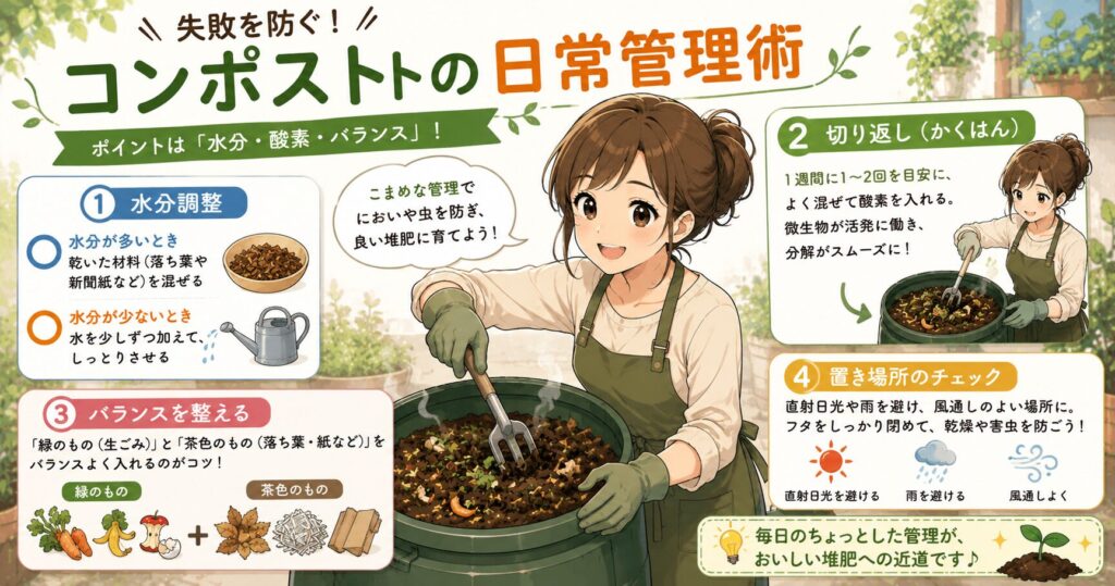失敗を防ぐコンポストの日常管理術