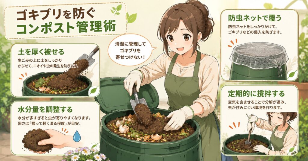 ゴキブリを防ぐコンポスト管理術