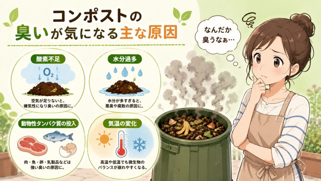 コンポストの臭いが気になる主な原因