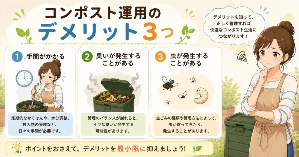 コンポスト運用のデメリット3つ