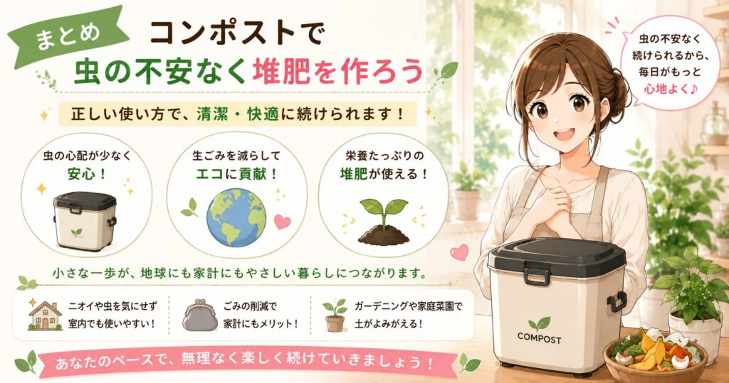 まとめ:コンポストで虫の不安なく堆肥を作ろう