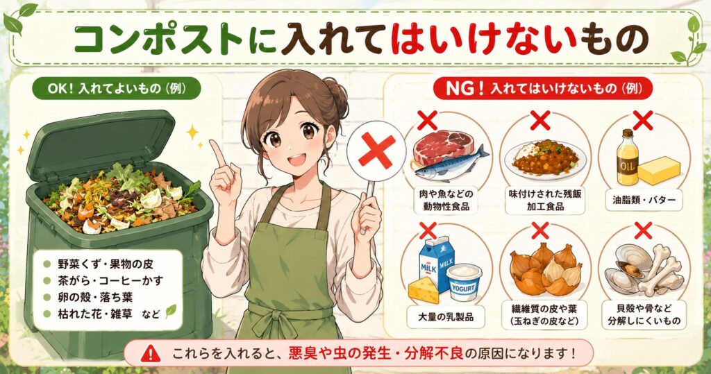 コンポストに入れてはいけないもの