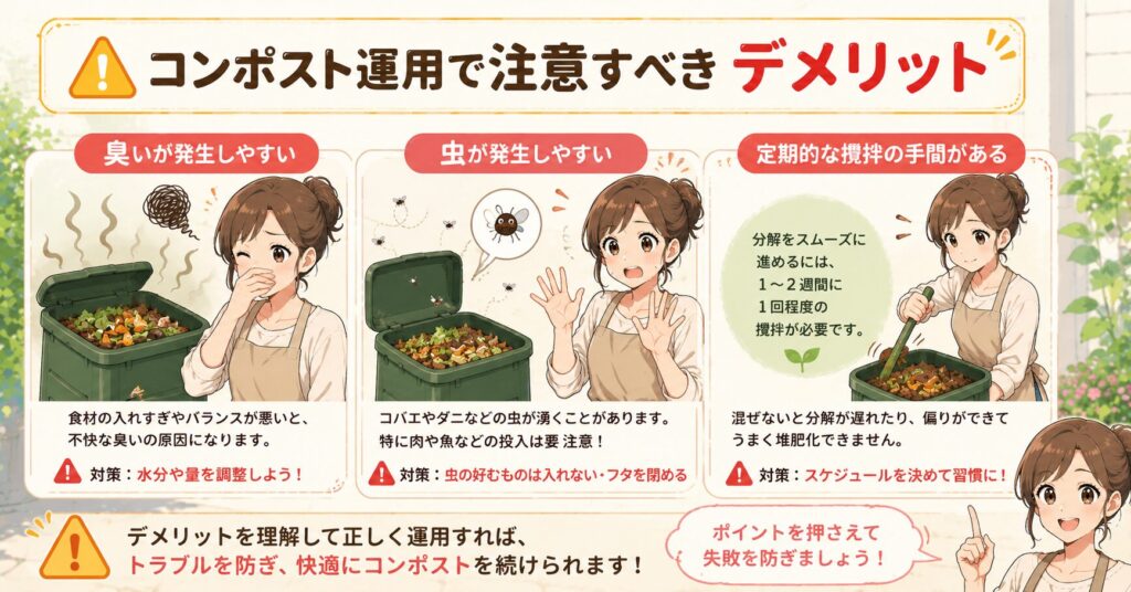 コンポスト運用で注意すべきデメリット