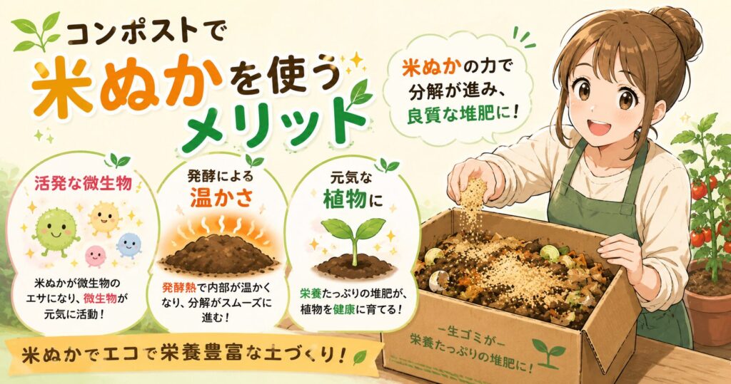コンポストで米ぬかを使うメリット