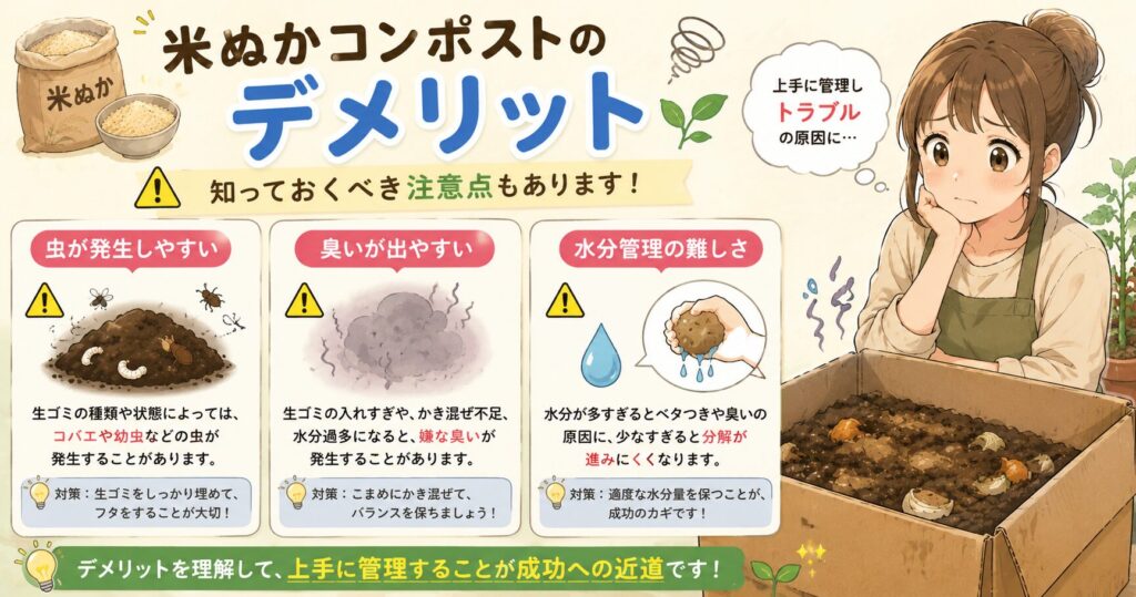 米ぬかコンポストのデメリット