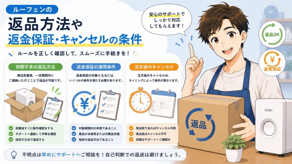 返品方法や返金保証・キャンセルの条件