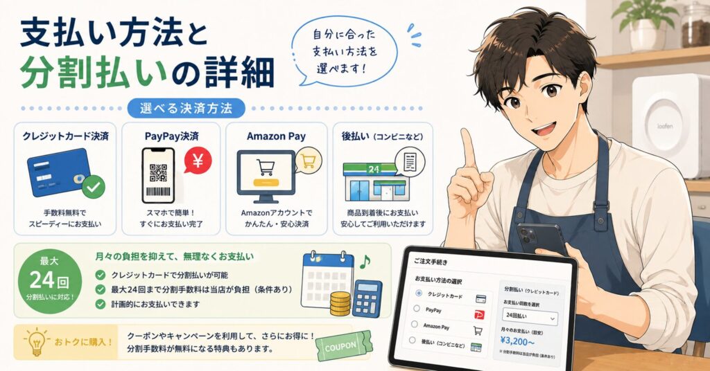 支払い方法と分割払いの詳細