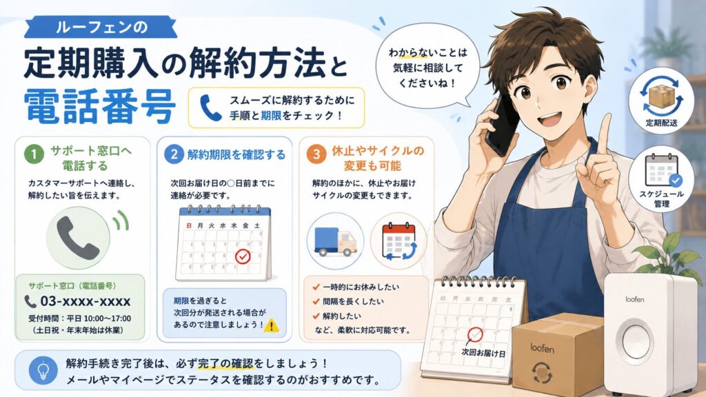 定期購入の解約方法と電話番号