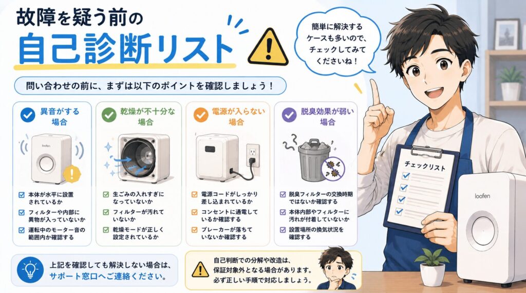 故障を疑う前の自己診断リスト