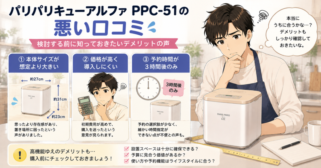 パリパリキューアルファ PPC-51の悪い口コミ
