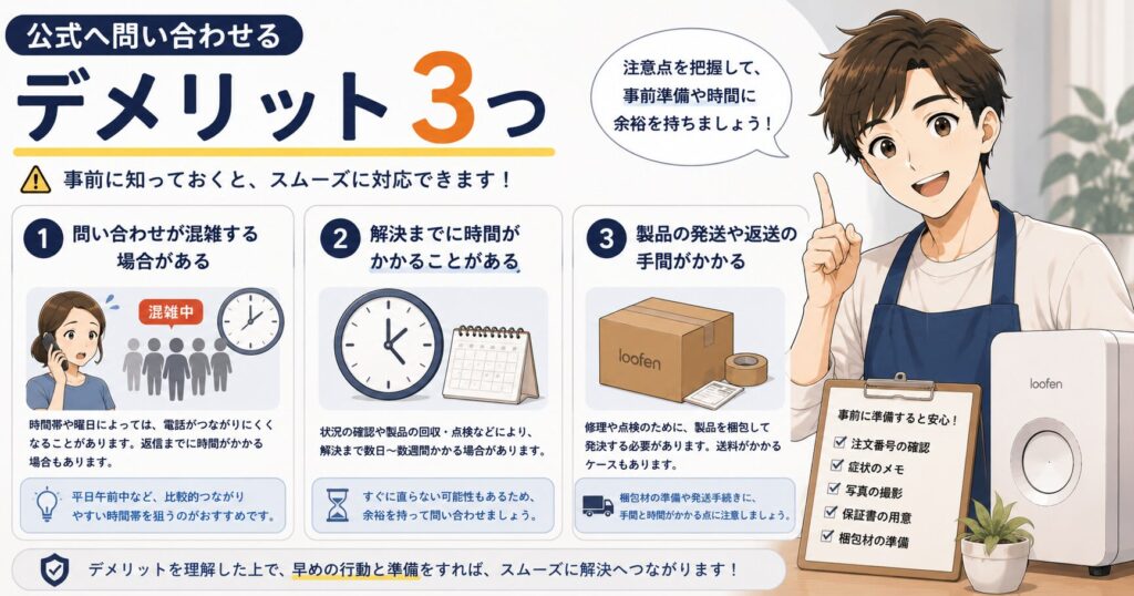 公式へ問い合わせるデメリット3つ