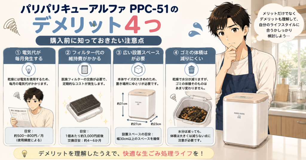 パリパリキューアルファ PPC-51のデメリット4つ