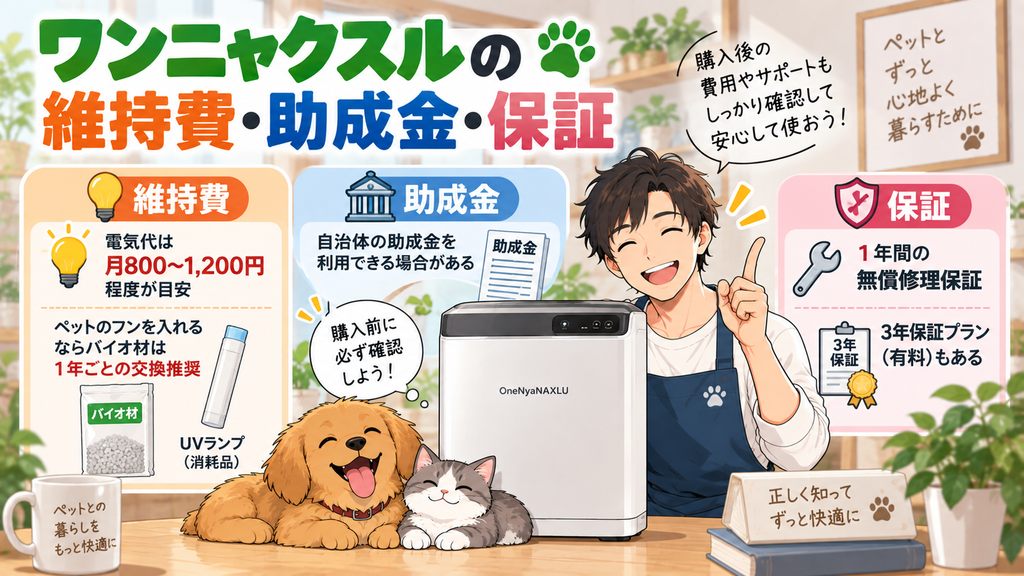 ワンニャクスルの維持費・助成金・保証