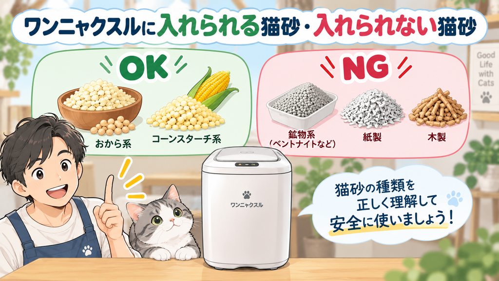 ワンニャクスルに入れられる猫砂・入れられない猫砂