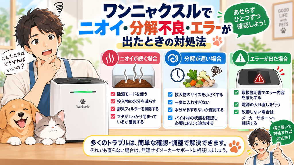ワンニャクスルでニオイ・分解不良・エラーが出たときの対処法