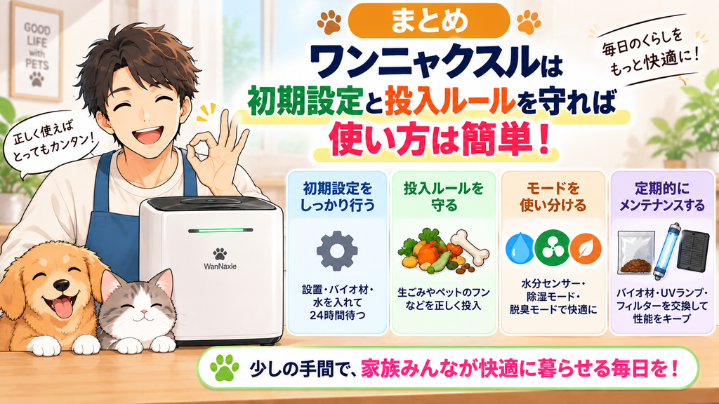 まとめ：ワンニャクスルは初期設定と投入ルールを守れば使い方は簡単