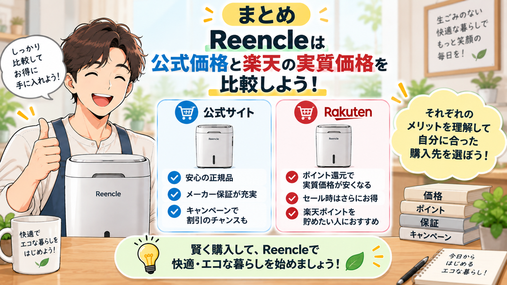 まとめ:Reencleは公式価格と楽天の実質価格を比較しよう